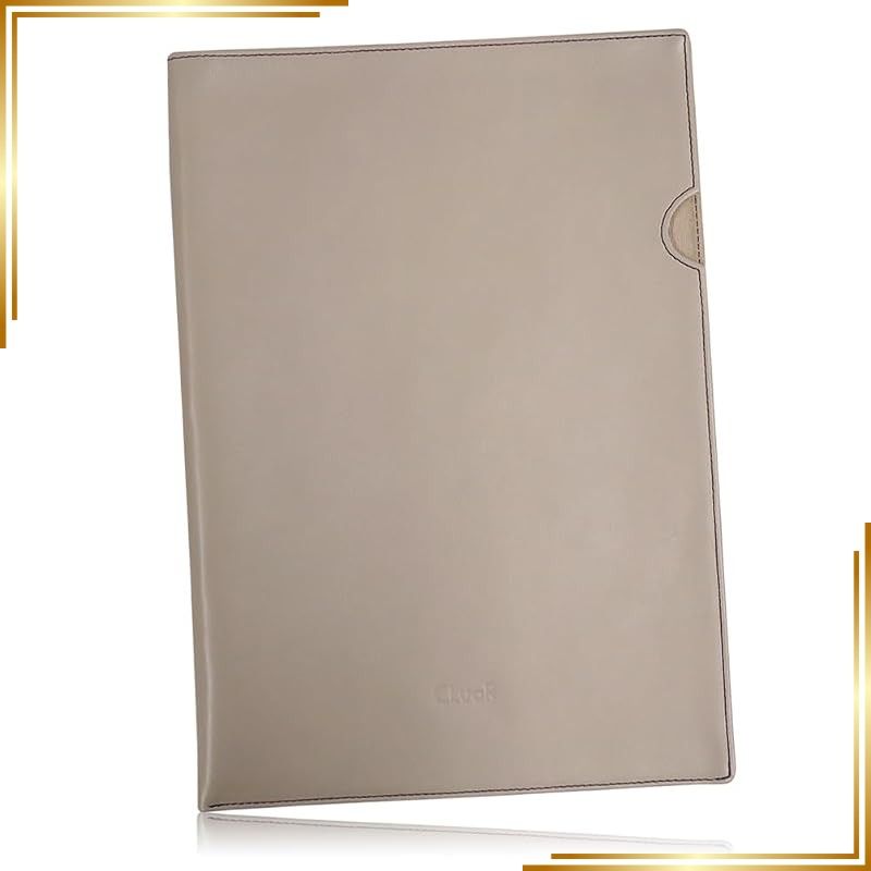 【新品】 (シールアル) ドキュメントファイル A4サイズ クリアホルダーカバー ビジネス 資料 契約書 書類ケース レザーA4ファイル 本革 牛革 目隠し 中身が見えない (06.グレーベージュ×パープル) 0