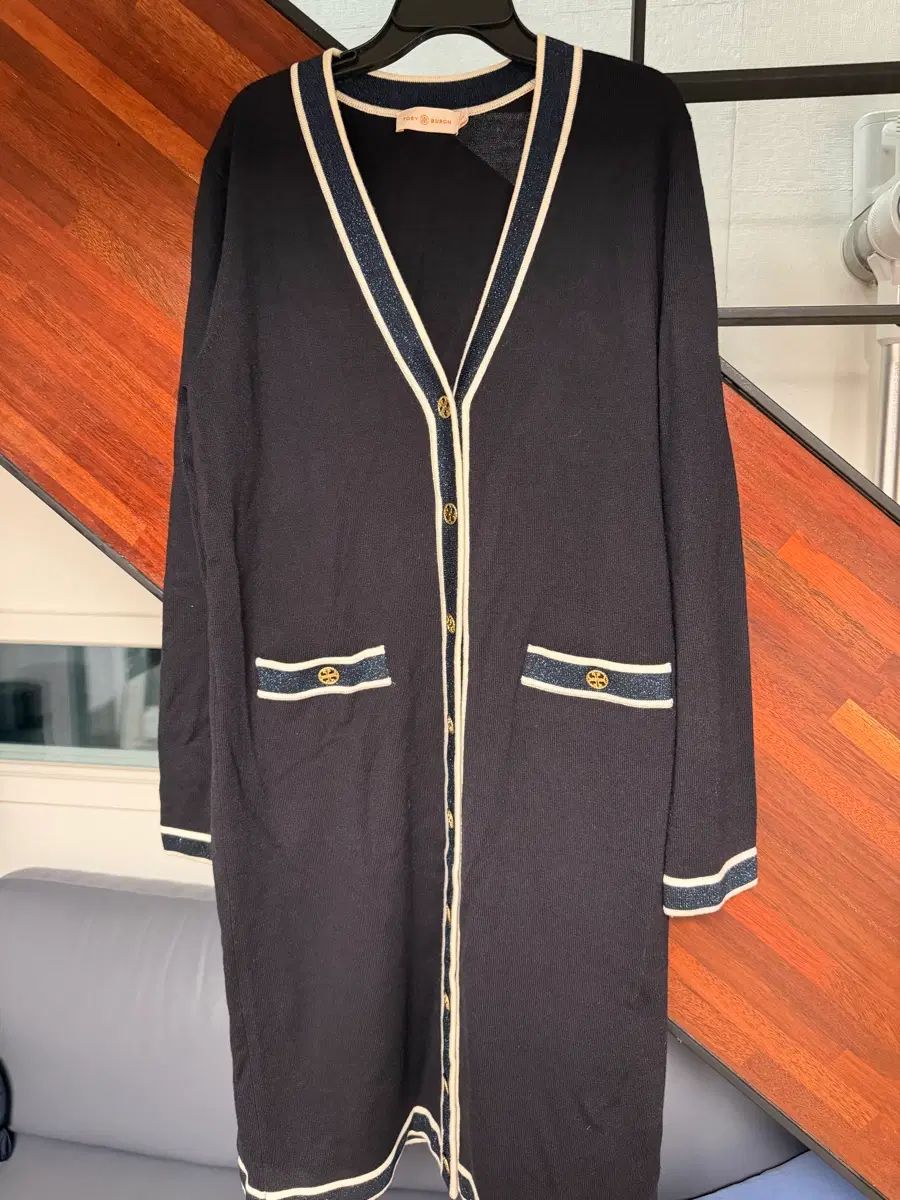 トリーバーチ ネイビー ロング カーディガン M/M