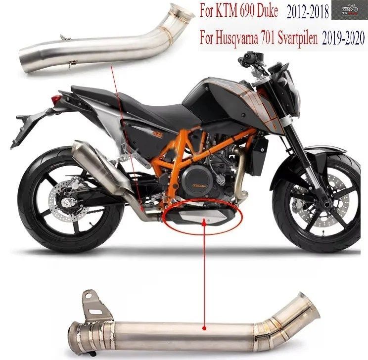オートバイ排気管改造ミッドリンクパイプ接続マフラースリップ KTM DUKE 690 2013-2020 HUSQVARNA 701 SVARTPILEN