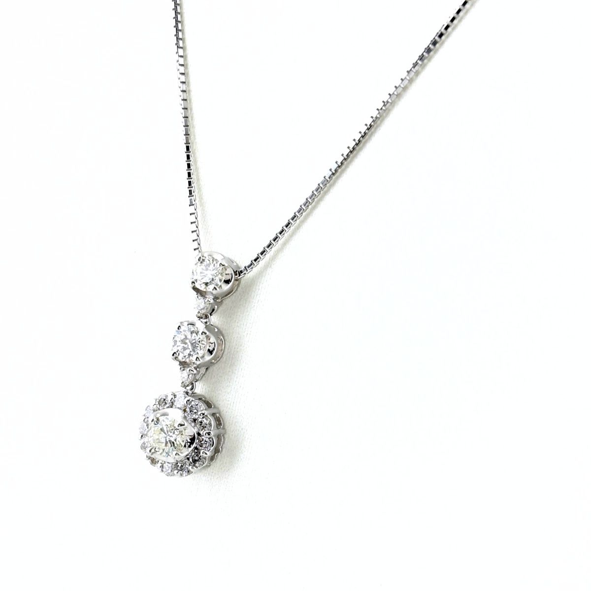 メレダイヤ WG ホワイトゴールド ペンダント ネックレス K18 WG ダイヤモンド レディース 【中古】