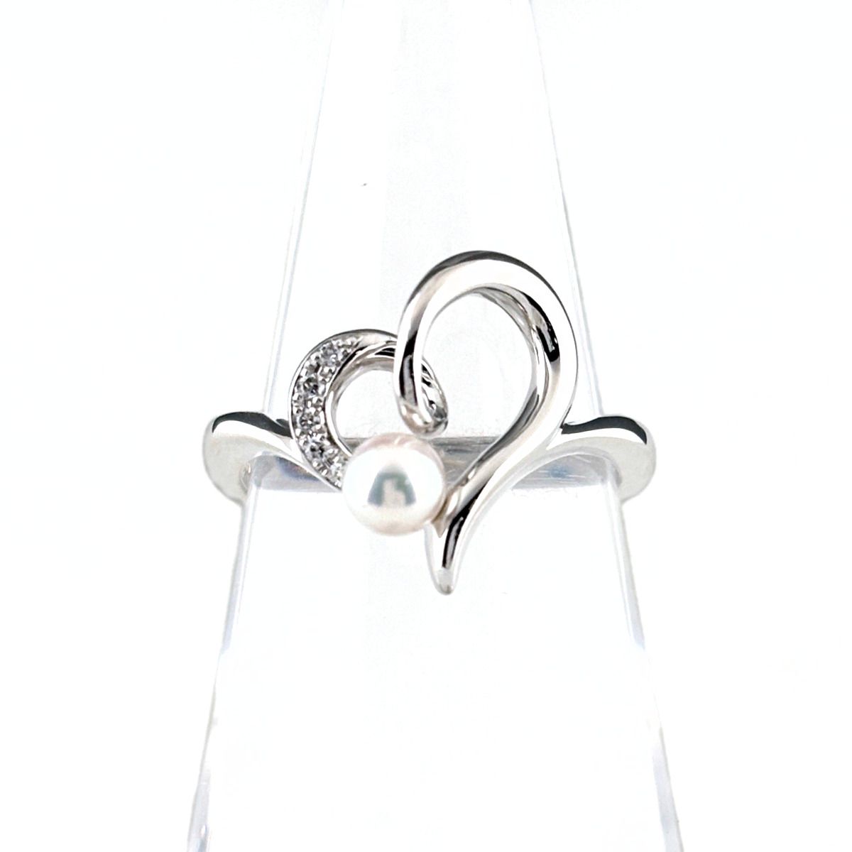 ミキモト MIKIMOTO パール メレダイヤ 指輪 真珠 リング 11号 K18 パール ダイヤモンド レディース 【中古】