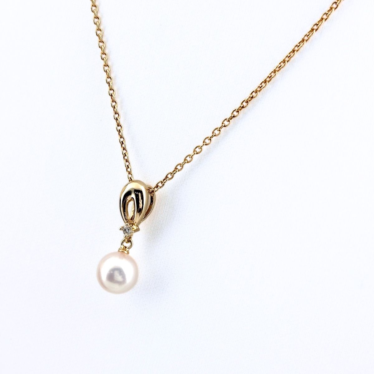 タサキ TASAKI パール YG イエローゴールド ペンダント メレダイヤ 真珠 ネックレス K18 パール ダイヤモンド レディース 【中古】