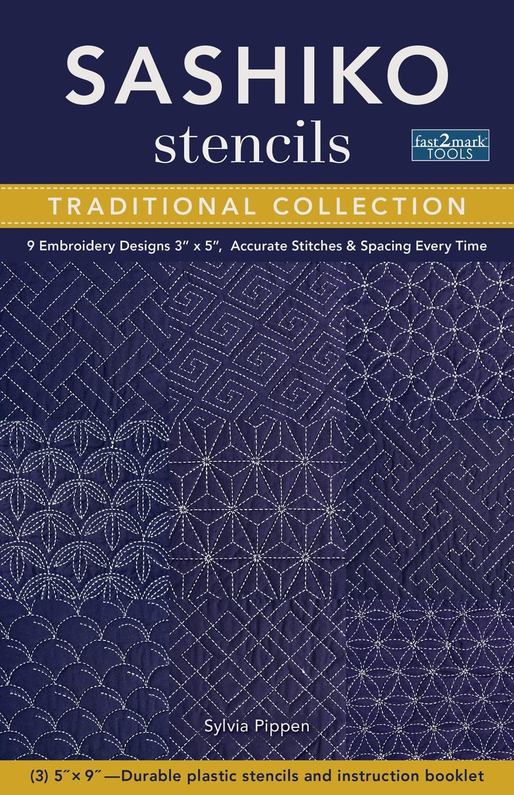 Sashiko Stencils, Traditional Collection: 9 Embroidery Designs 3 X 5, Accurate Stitches & Spacing Every Time 12,531円