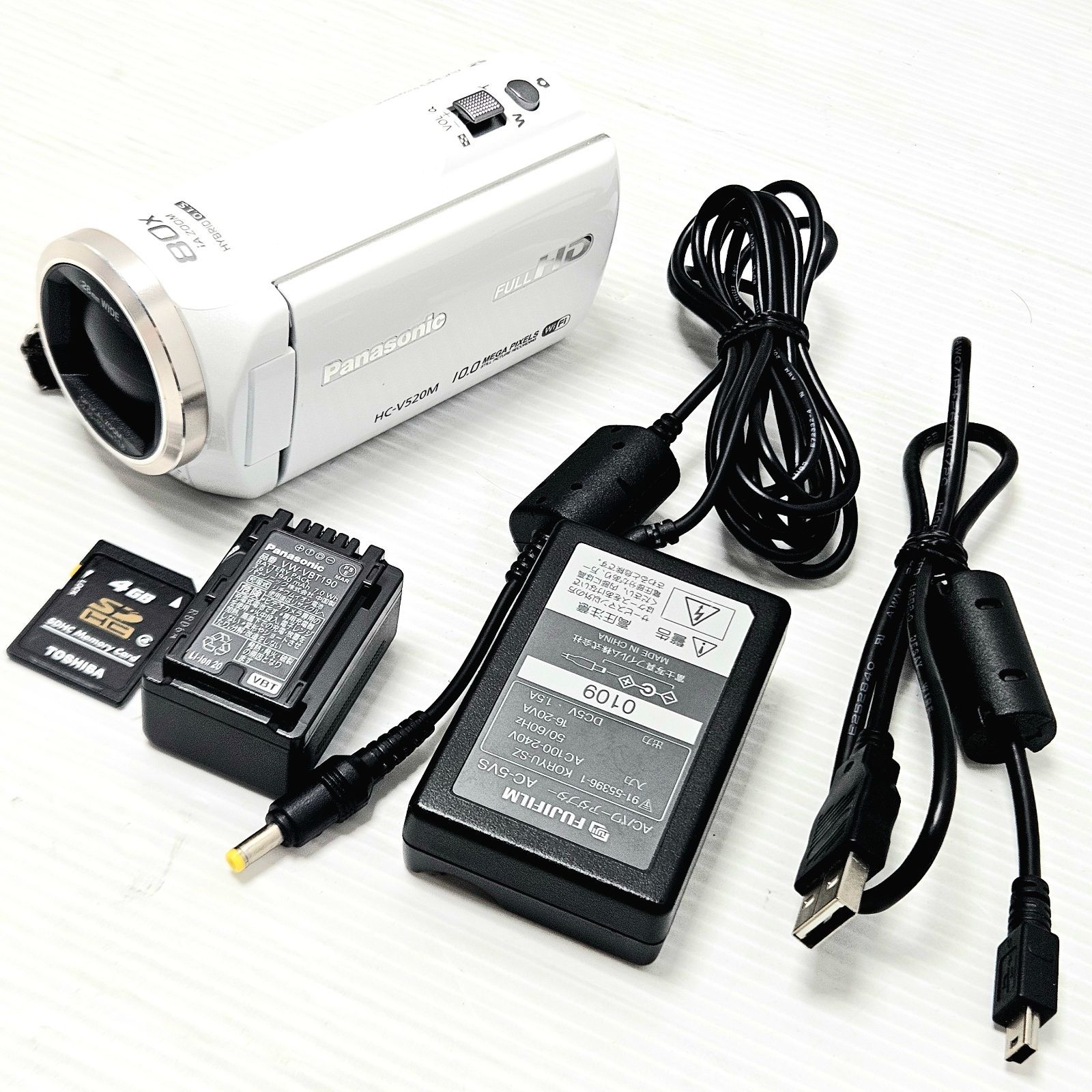 【動作品】Panasonic HC-V520M-W ビデオカメラ Wi-Fi 充電器 バッテリー SDカード付 12,960円