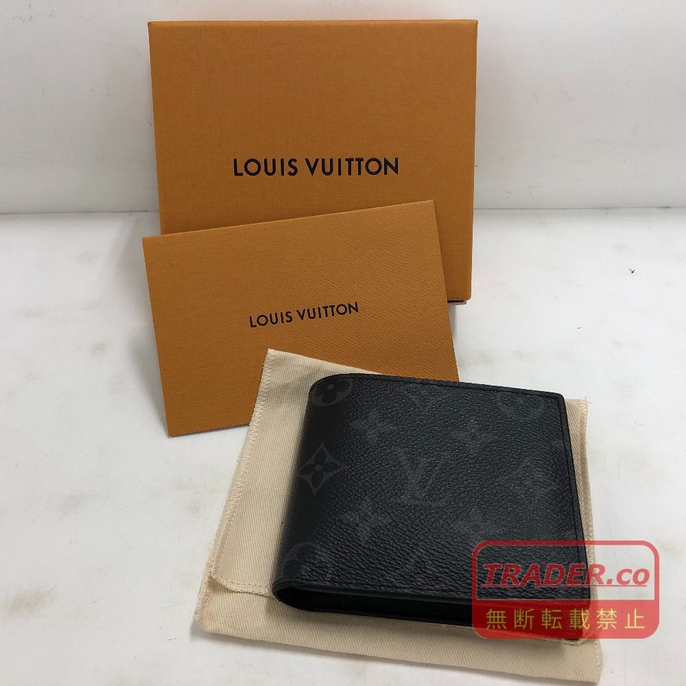 02w27327 ルイ・ヴィトン LOUIS VUITTON モノグラム・エクリプス ポルトフォイユ・マルコNM ブラック フランス製 メンズ 箱・保存袋あり 二つ折り財布 M62545 【中古品】