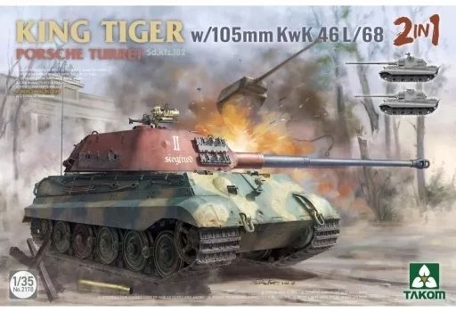 【中古】プラモデル 1/35 キングタイガー Sd.Kfz.182 ポルシェ 砲塔w/105mm KwK 46 L/68 (2 in 1) [TKO2178] 8,510円