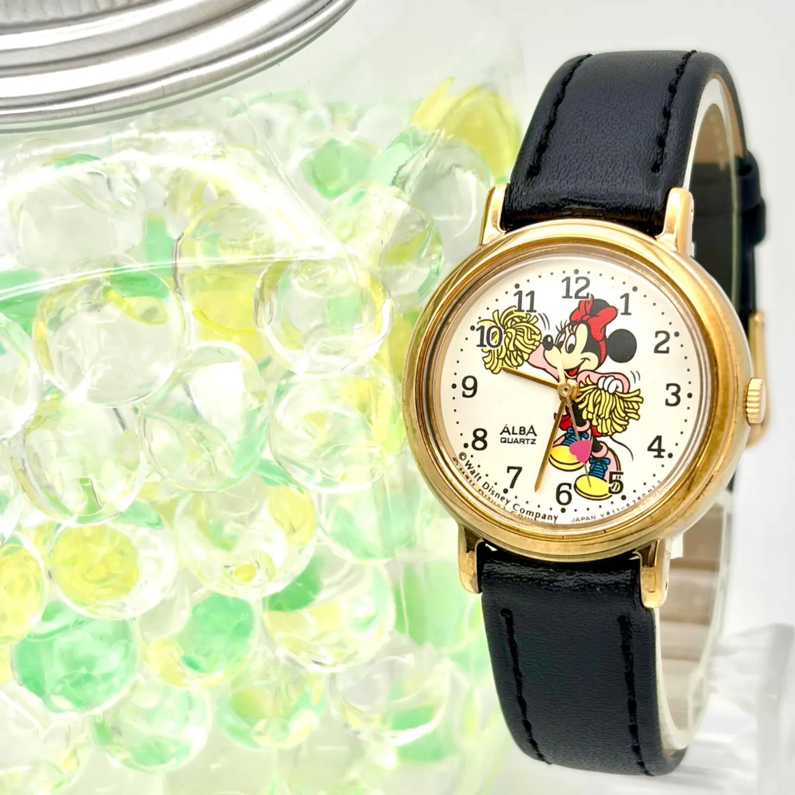 [Brand New Battery] SEIKO Seiko ALBA Alba Ladies Watch Minnie Mouse Disney Gold V811-1740 298667 Brand New Strap