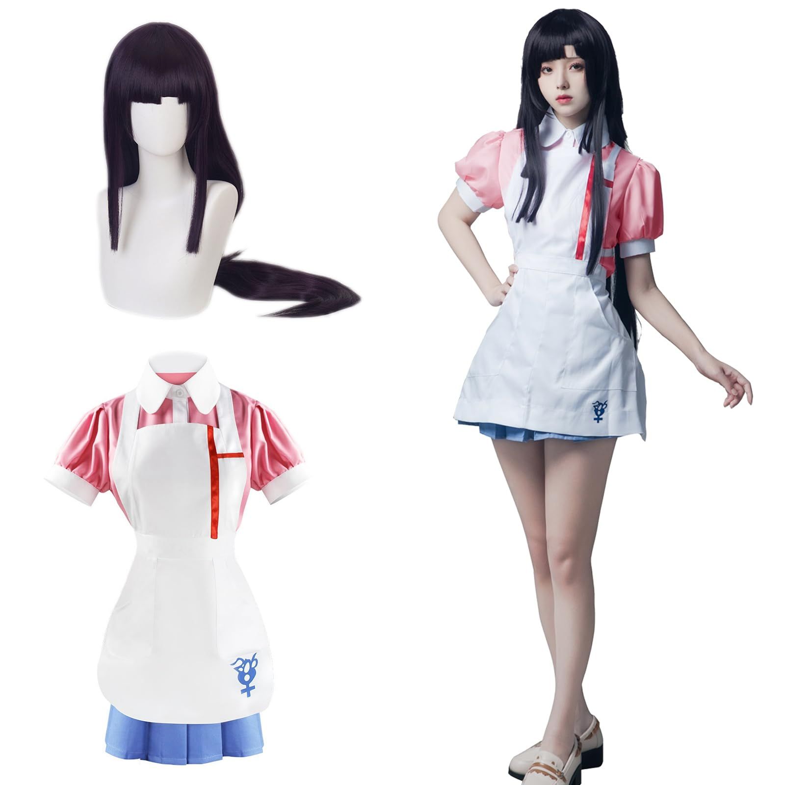 [神併良品] 罪木蜜柑 コスプレ ウィッグ付き 超高校級の保健委員 ダンガンロンパ コスプレ衣装 大人用 仮装 文化祭 イベント コスチューム ステージ服 Tsumiki Mikan cosplay (罪木蜜柑 ウィッグ付き, S)