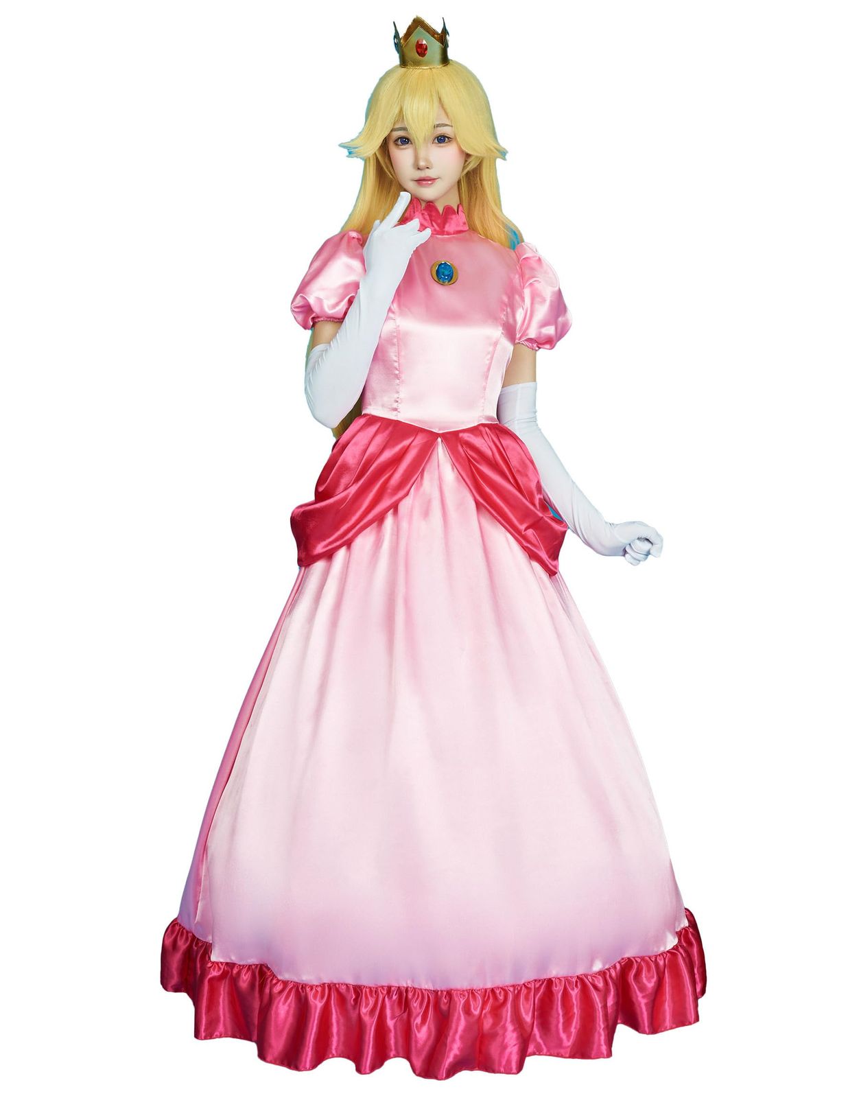 [Miccostumes] レディース 大人 アニメ ゲーム 姫様 王女 プリンセス ドレス ワンピース 半袖 ピンク 衣装セット かわいい 萌え コスプレ コスチューム コス 仮装 変身 変装 撮影 お化け (S)