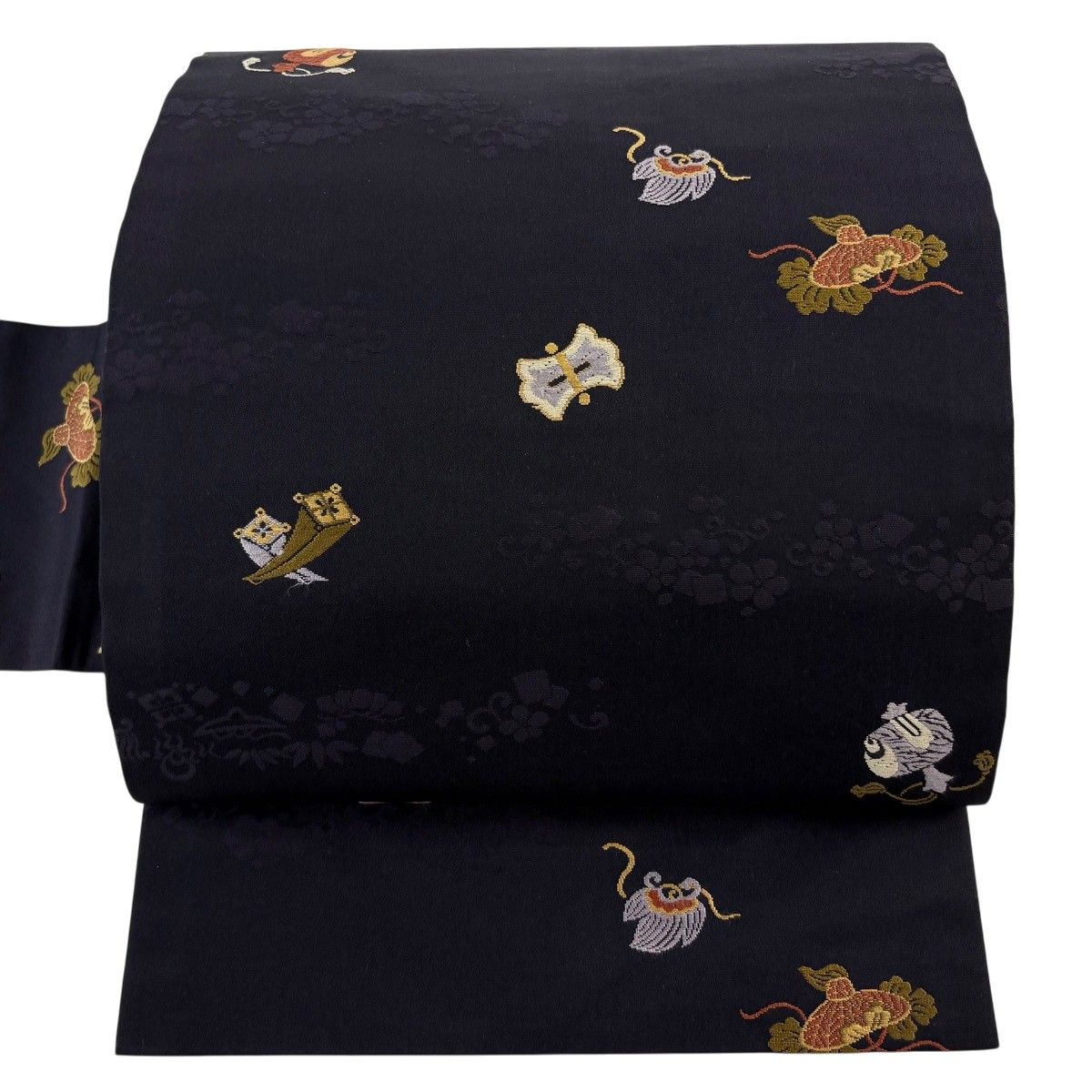 名古屋帯 秀品 宝尽くし 松竹梅 濃紫 正絹 【中古】 6,688円