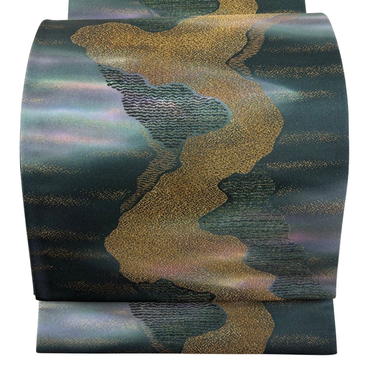【美品】 袋帯 秀品 落款 霞 箔 緑 六通 正絹 【中古】 6,952円