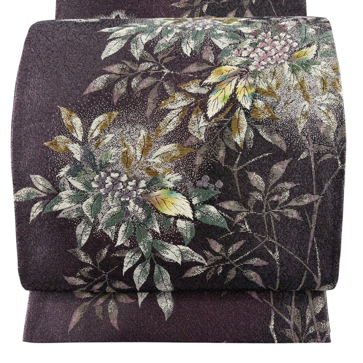 【美品】 袋帯 秀品 やまと 枝花 箔 金銀糸 紫 六通 正絹 【中古】 6,776円