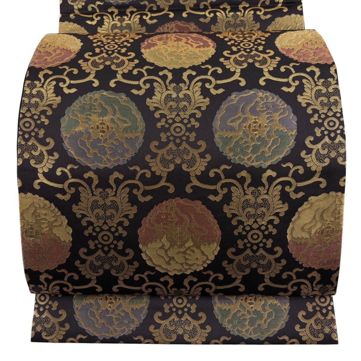 【美品】 袋帯 秀品 名物裂 箔 黒 全通 正絹 【中古】 6,336円