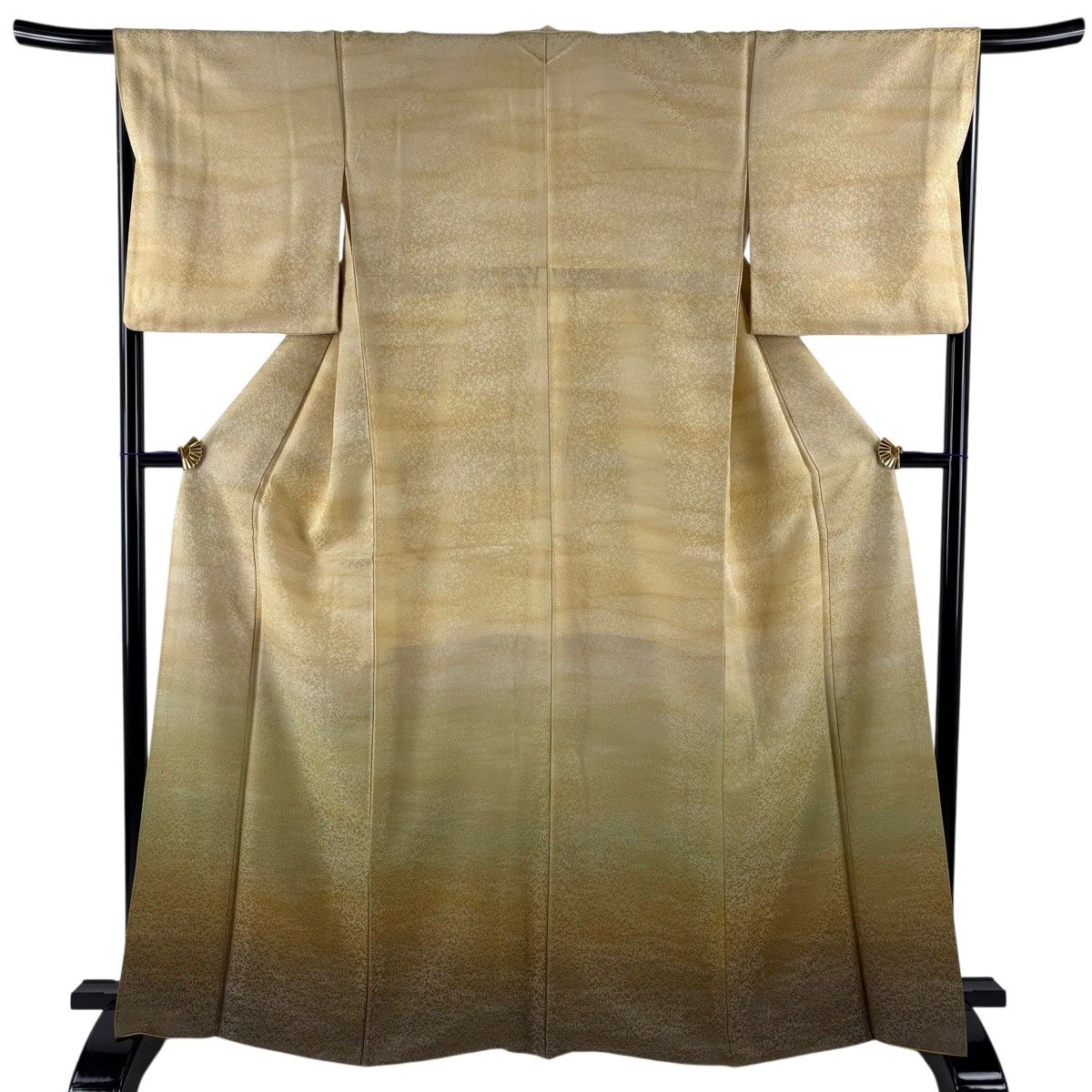 【美品】 付下げ 身丈164cm 裄丈67cm M 袷 霞 地紋 銀通し ぼかし ベージュ 正絹 秀品 【中古】