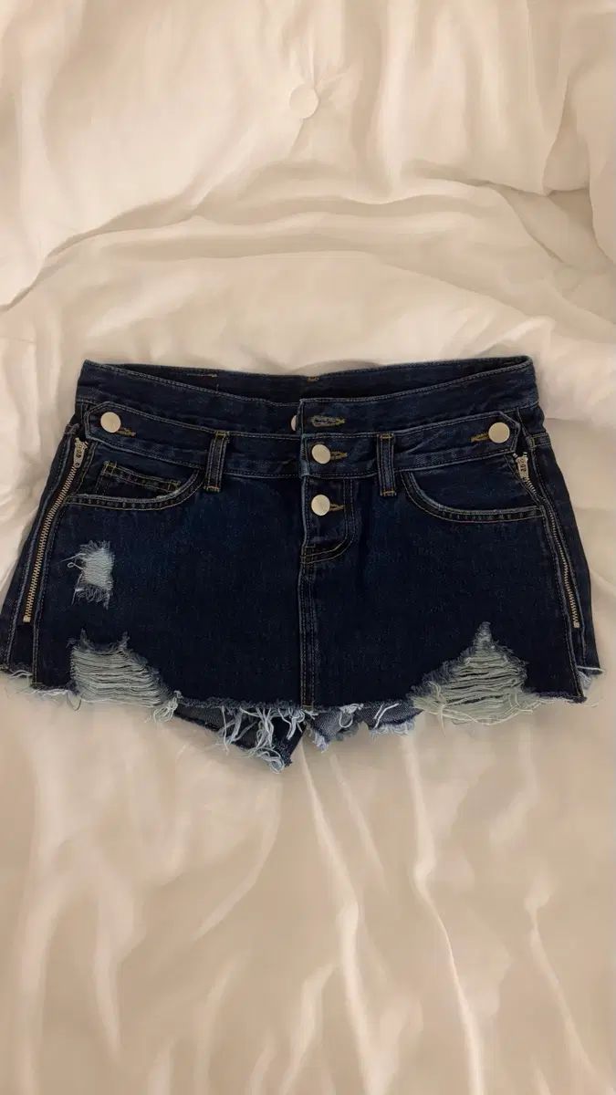 イアン 着用 レイヤード ウェスト デニム スカート パンツ ブルー S