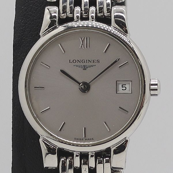 良品 稼働 ロンジン L5.132.4 QZ シルバー文字盤 デイト レディース腕時計 8273100 7ANT TAM ABC28441 14,400円