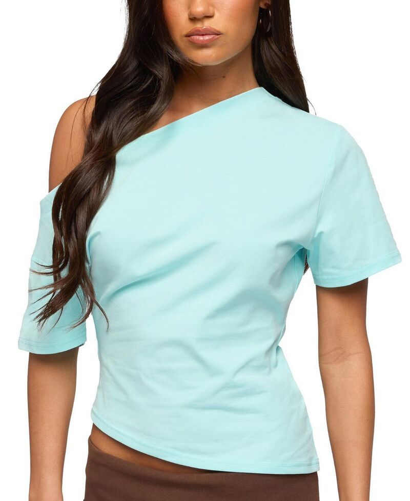 アディクテッド レディース トップス シャツ アシンメトリー Edikted Mariee Asymmetric Off Shoulder Top Aqua アクア 12,586円