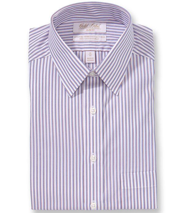 ラウンドトゥリーアンドヨーク メンズ トップス シャツ スリムフィット Roundtree Yorke Gold Label Slim Fit NonIron Point Collar Striped 8,564円