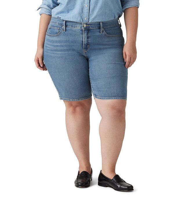リーバイス レディース ボトムス ハーフパンツ・ショーツ プラスサイズ ショートパンツ デニム Levis Plusize Mid Rise Shaping Bermuda Denim Shorts
