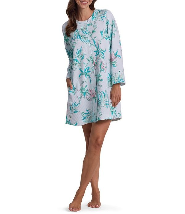 ミス エレーン レディース アンダーウェア ナイトウェア プリント ニット Miss Elaine Painted Tropical Print Long Sleeve QuiltInKnit Sho 17,486円