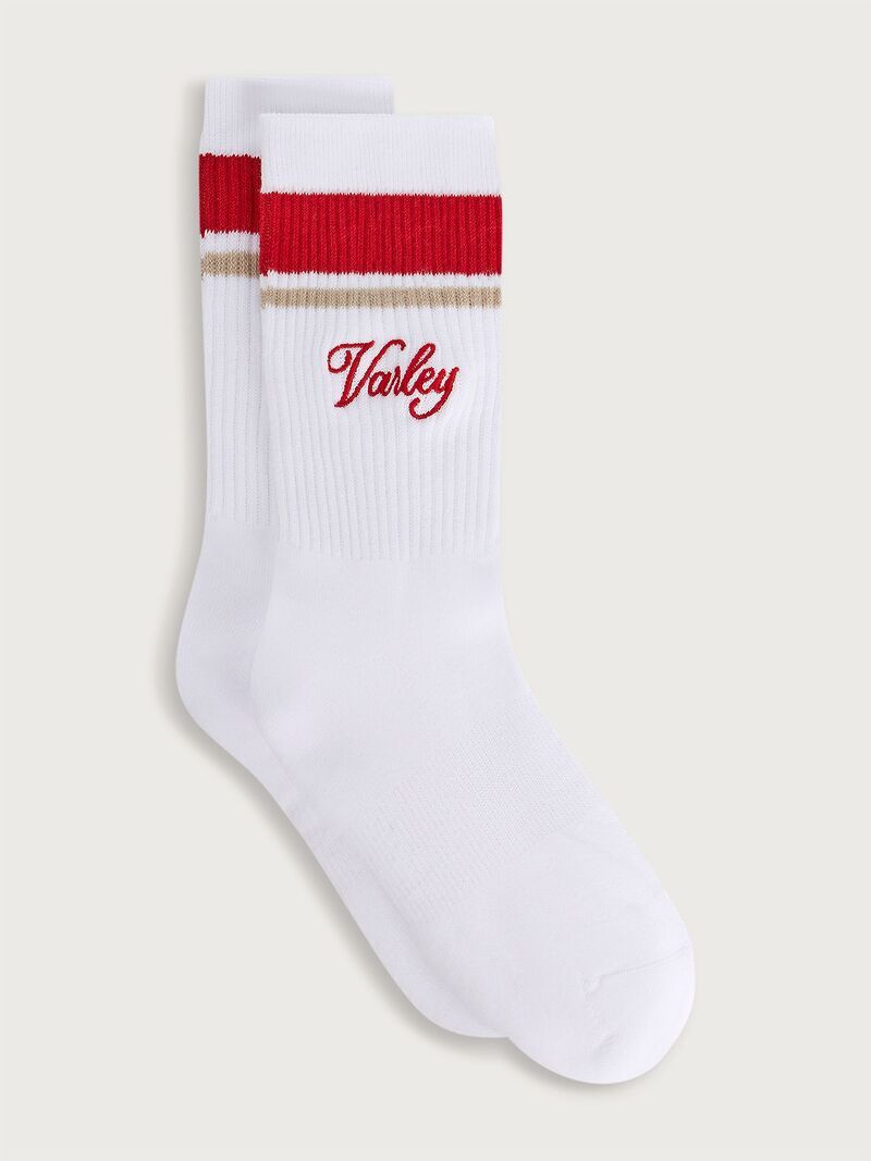 バーレイ レディース アンダーウェア 靴下 Varley Womens Lamar Club Stripe Sock 1 Pair WhiteBaked Apple ホワイト