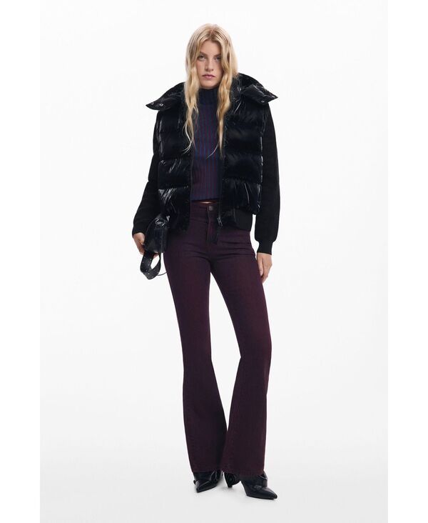 デジグアル レディース アウター ジャケット・ブルゾン ジャケット Desigual Womens Shiny convertible padded jacket Black ブラック