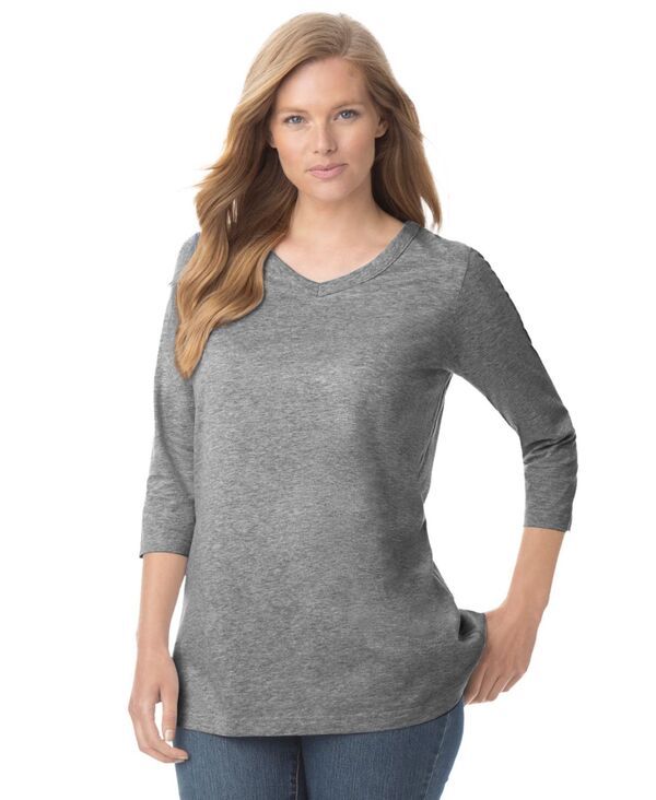 ウーマン ウィズイン レディース トップス シャツ Vネック Tシャツ Woman Within Womens Within Perfect ThreeQuarter Sleeve VNeck Tee