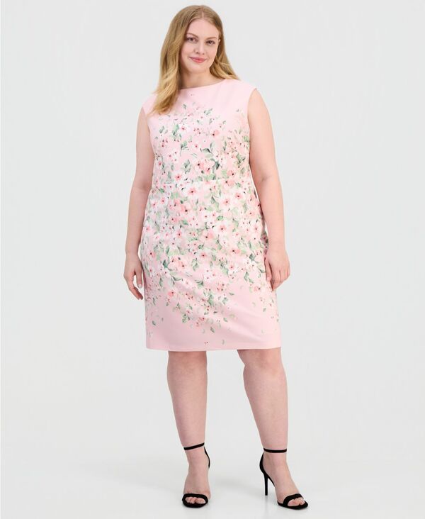 カスパール レディース トップス ワンピース フラワー柄 プラスサイズ ノースリーブ フラワー Kasper Plusize Floral Sleevelessheath Dress Tutu Pin