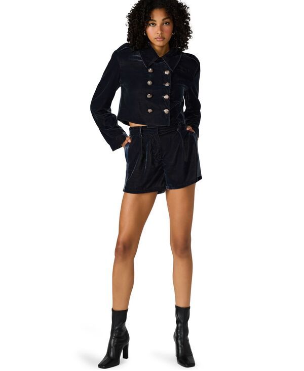 スティーブ マデン レディース アウター ジャケット・ブルゾン ベルベット ブレザー Steve Madden Womens Tonia Long Sleevelvet Blazer Indigo V