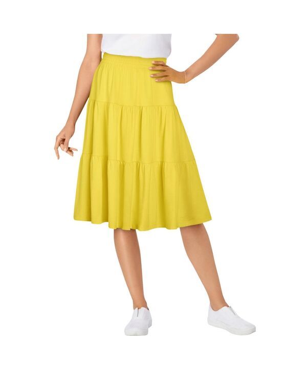 ウーマン ウィズイン レディース ボトムスカート ティアード プラスサイズ ニット Woman Within Womens PlusizelasticWaist Knitiered Skirt Pri