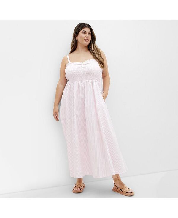 シティーシック レディース トップス ワンピース マキシワンピース プラスサイズ マキシ CITY CHIC Plus Size Vacation Maxi Dress Pink stripe ピンク