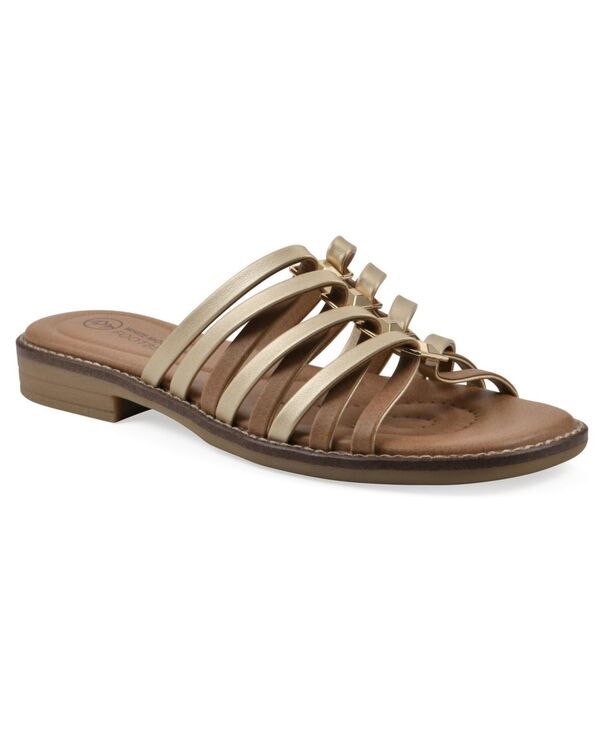 ホワイトマウンテン レディース シューズ サンダル White Mountain Womens Mazy SlipOn Flat Sandals Gold Metallic Smooth ゴールド