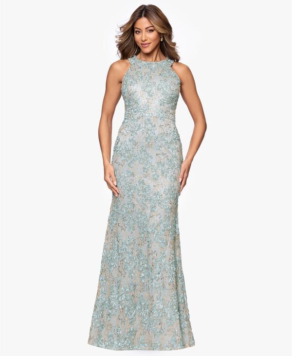 エスケープ レディース トップス ワンピース プチ ノースリーブ レース XSCAPEtite HighNeck Sleeveless Lace Sheath Gown Sage Gold セージ