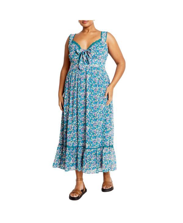 シティーシック レディース トップス ワンピース プラスサイズ プリント CITY CHIC Plusize Lidia Print Dress Ditsy swirl