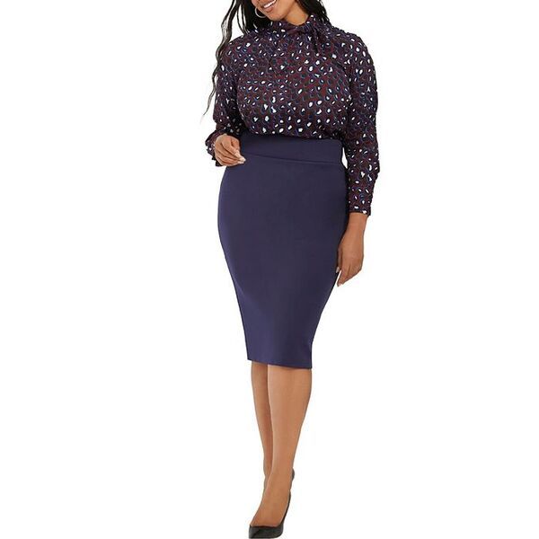 エロクイ レディース ボトムス スカート プラスサイズ ELOQUII Plus Size Neoprene Pencil Skirt Ocean cavern