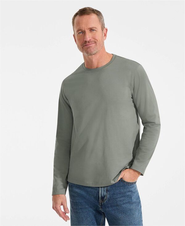ランズエンド メンズ トップス Tシャツ コットン Lands End Mens Long Sleeve Cotton Supima Tee grey グレー