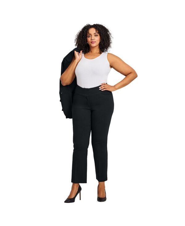 アベニュー レディース ボトムス カジュアルパンツ ストレート プラスサイズ AVENUE Womens Plusize Super Stretch Straight Leg Pant Black ブ