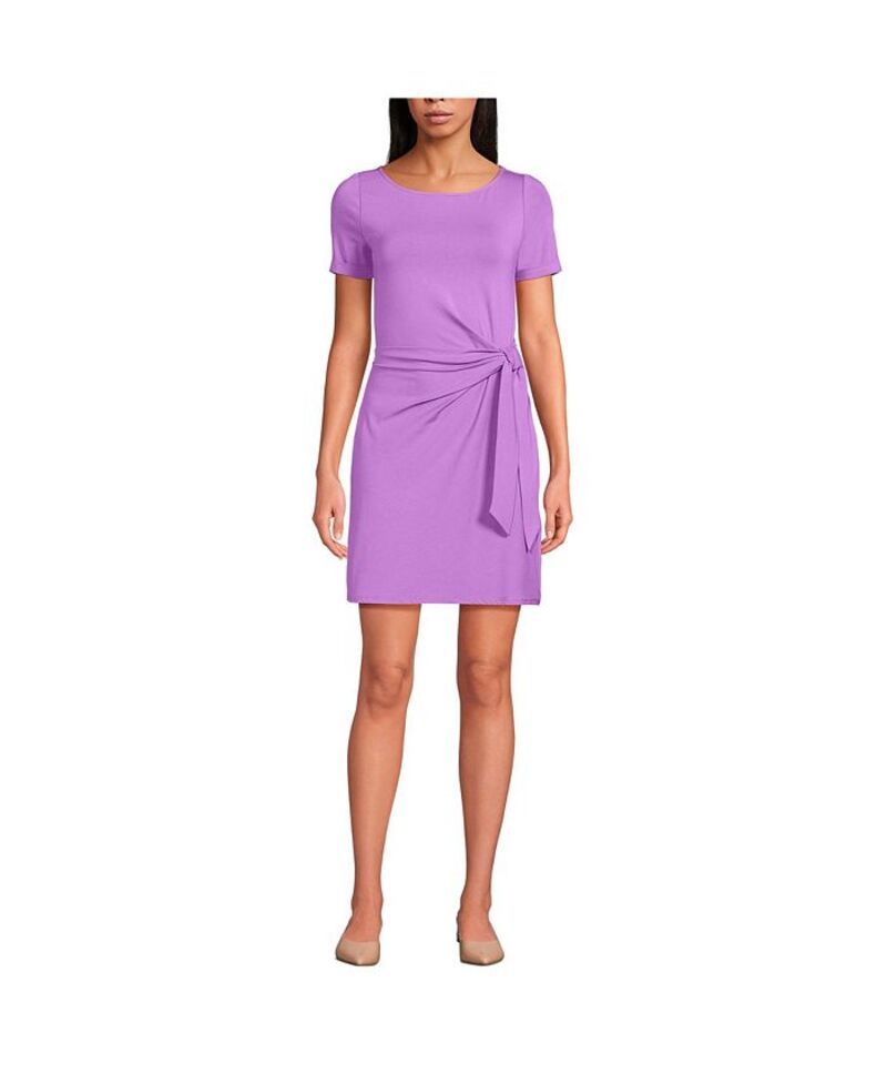 ランズエンド レディース トップス ワンピース ミニワンピース ミニ コットン Lands End Womens Short Sleeve Cotton Modal Wrap Mini Dress S