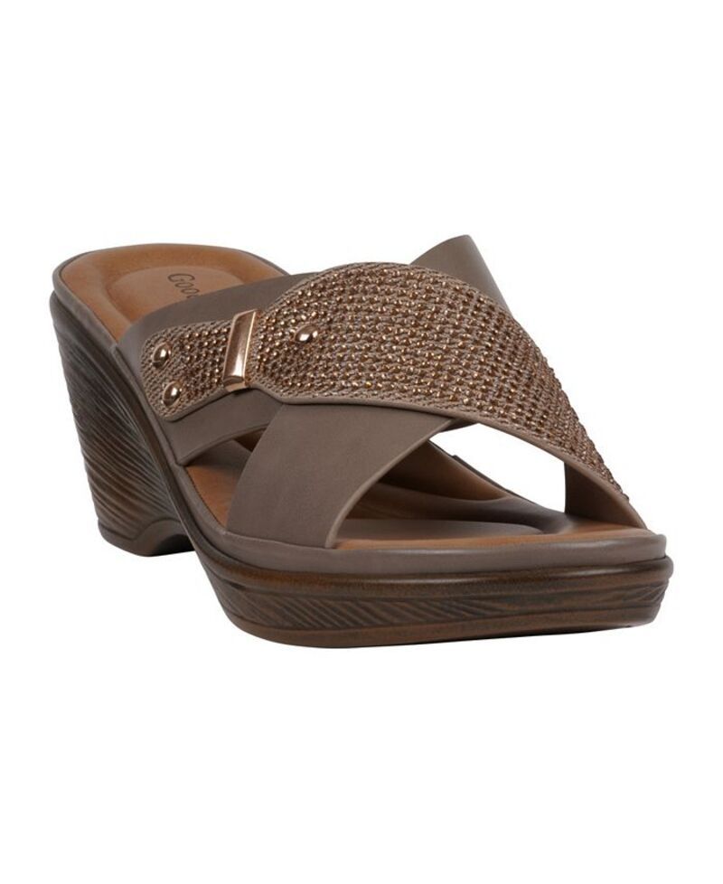 ジーシーシューズ レディース シューズ サンダル GC Shoes Womens Ash Crisscross Wedge Sandals Taupe トープ