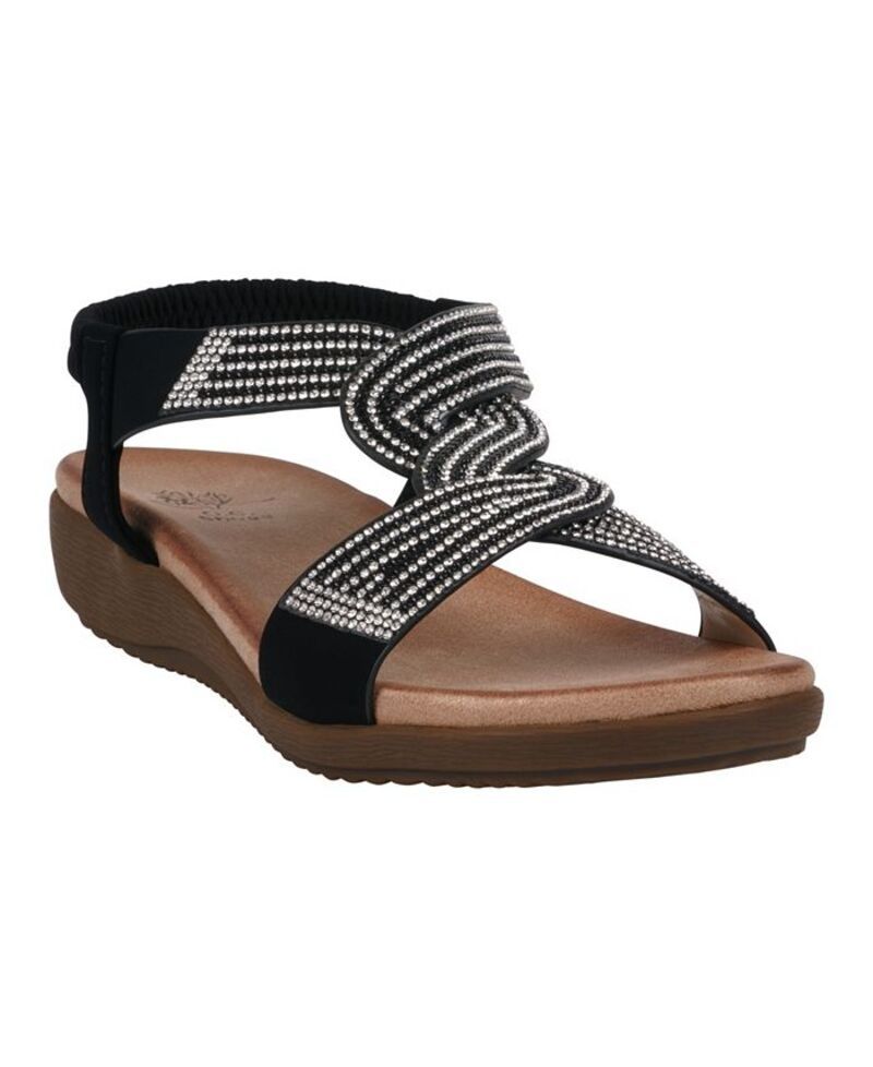 ジーシーシューズ レディース シューズ サンダル GC Shoes Womens Viana Embellished Flat Sandals Black ブラック