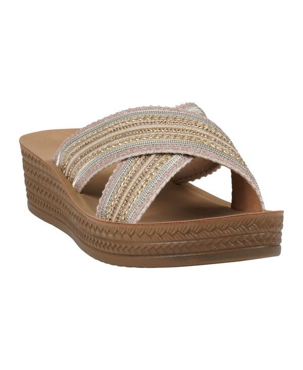 ジーシーシューズ レディース サンダル GC Shoes Womens Robyn Embellished Crisscrosstrap Wedge Sandals Gold ゴールド