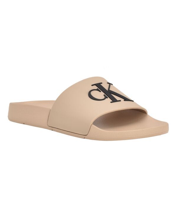 カルバンクライン レディース シューズ サンダル ロゴ Calvin Klein Womens Arin Logo Beach Slide Sandals Taupe トープ