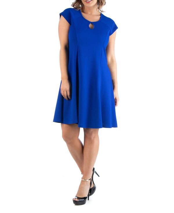 24 セブンコンフォート レディース トップス ワンピース プラスサイズ 24seven Comfort Apparel Plusize Keyhole Neck Dress Blue ブルー 11,765円