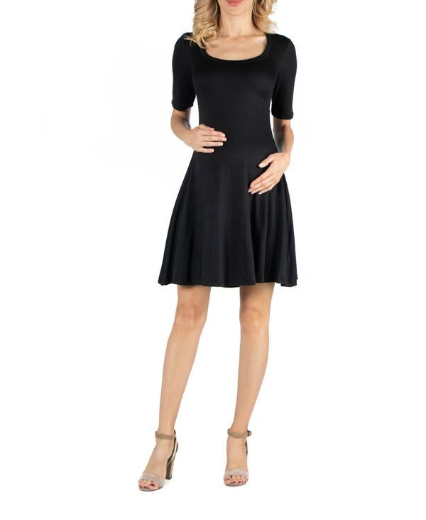 24 セブンコンフォート レディース トップス ワンピース A ライン ひざ丈 マタニティ 24seven Comfort Apparel Knee Length A Linelbow Sleeve