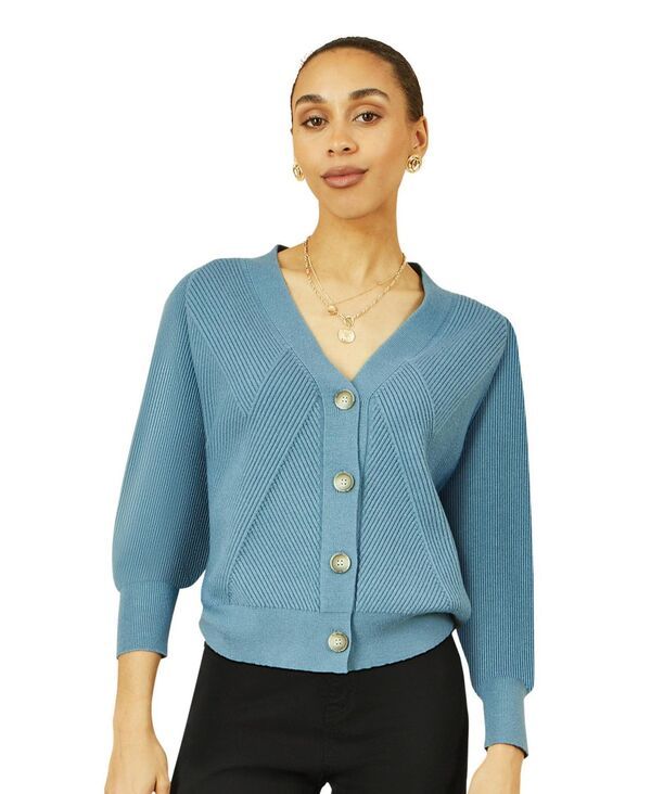 ユミキム レディース アウター ニット・セーター カーディガン Yumi Womens Knitted Stitch Detail Cardigan Blue ブルー
