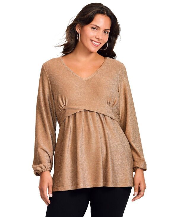 アベニュー レディース トップス シャツ プラスサイズ AVENUE Womens Plusize Peplum Shimmer Top Gold shimmer ゴールド 19,595円