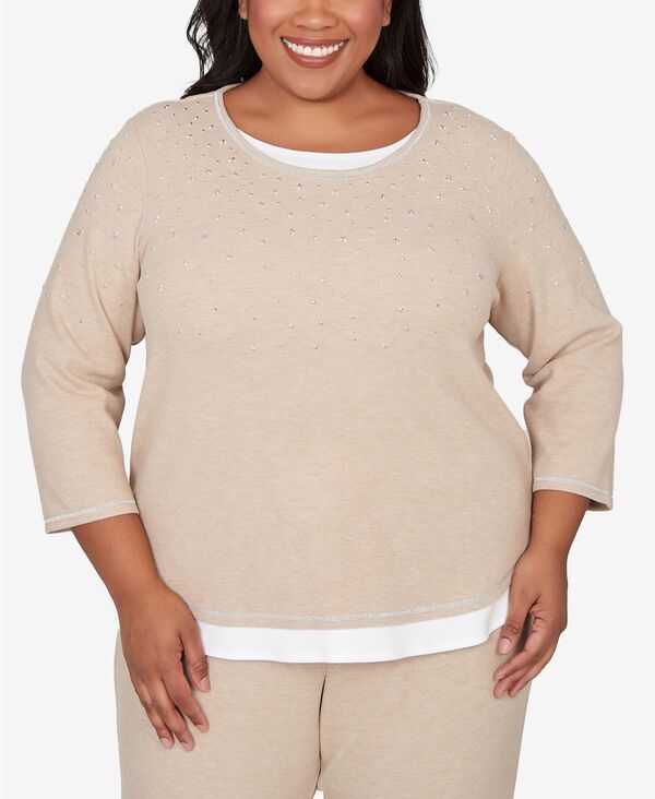 アルフレッド ダナー レディース トップス シャツ クルーネック プラスサイズ Alfredunner Plusize Comfort Joy Embellished Layered Hem Crew 12,935円