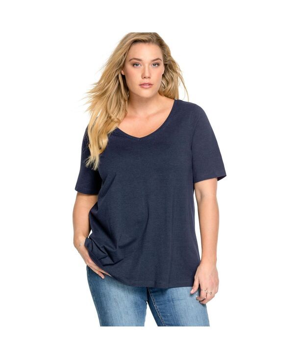 Ellos レディース トップス シャツ Vネック A ライン ellos Womens VNeck ALine Tunic Navy ネイビー