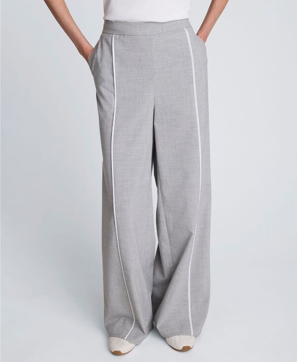 ケネスコール レディース ボトムス カジュアルパンツ Kenneth Cole Womens Piping Detail WideLeg Pants Light Heather Gray グレー