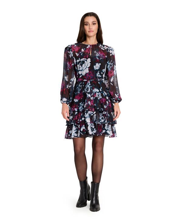 タハリエーエスエル レディース トップス ワンピース 長袖 Tahari ASL Womens Belted Boucle LongSleeve Dress Black Multi ブラック